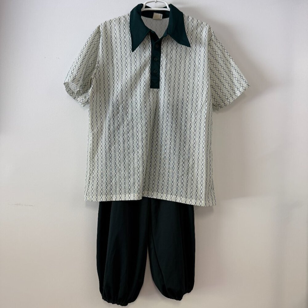 Golf Outfit - Vintage Encino 70s 80s Green & White Polo Shirt & Costume Knickers